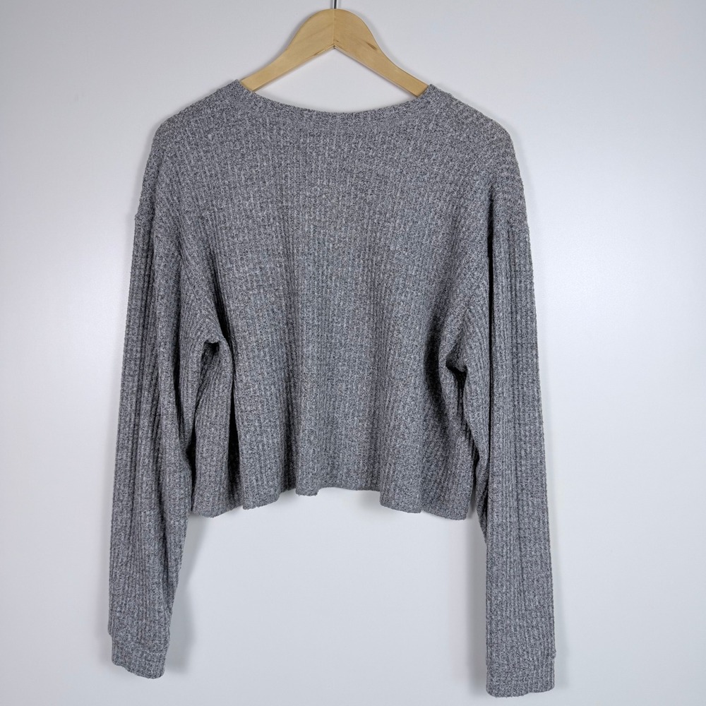 Grunge Gorpcore Wild Fable Waffle Knit Crop Top Womens XL Gray Comfy Normcore - Picture 6 of 9